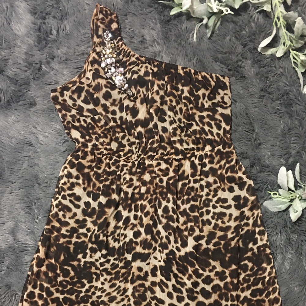 One Shoulder Cheetah Dress